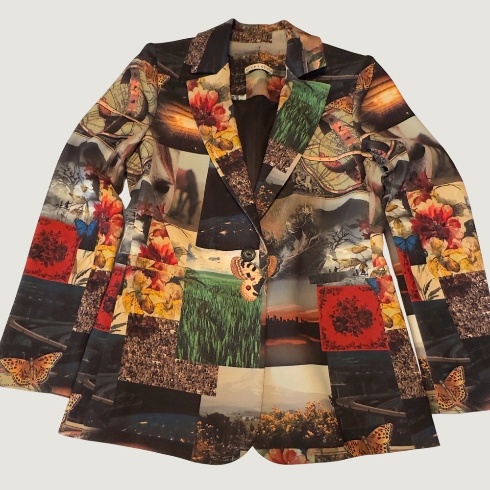 Alice + Olivia Multicolor Patchwork Print Blazer